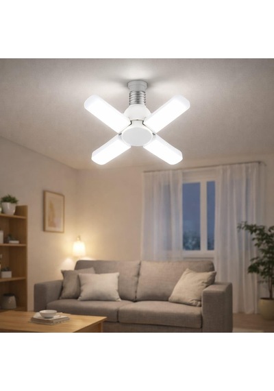 Tr 4 Kollu Katlanabilir Led Tavan Ampulü E27 Duy Uyumlu Yüksek Parlaklık Enerji Tasarruflu Modern Tavan Aydınlatma A Genel