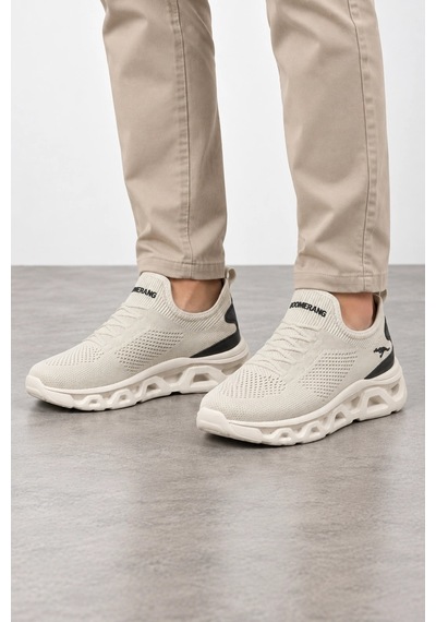 Ht Hotin Bonita Erkek Bağcıksız Triko Günlük Sneaker Ayakkabı - Bej