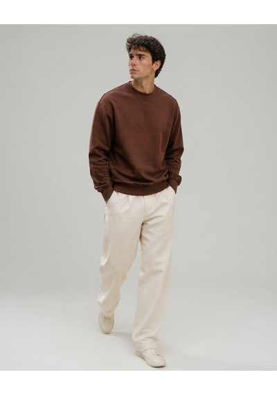 Km Collections Erkek Kışlık Sweatshirt 3 İplik Kahverengi