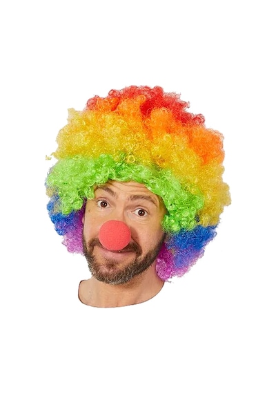 Rengarenk Gökkuşağı Afro Bonus Peruk Ve Kırmızı Renk Sünger Burun 120 Gr Tgdrtgsj5jb0pp2ss3m Çok Renkli