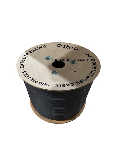 Ttec Kbl-cat6-23cca/out500 500 Metre Dış Mekan Cat6 Kablo Pvc+pe Çift Katmanlı Dış Ortam Cat6 Siyah