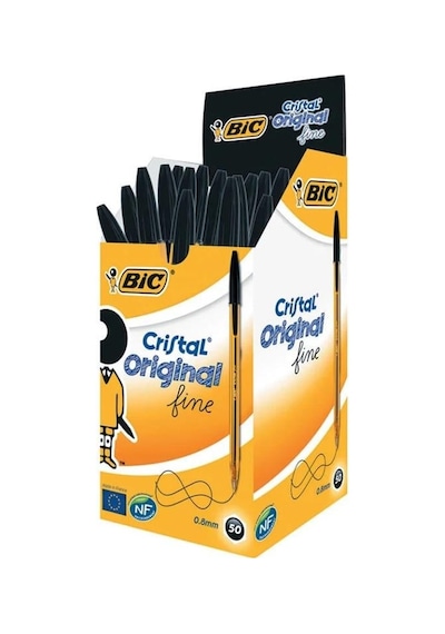 Bic Cristal Fine Tükenmez Kalem 0.8 Mm Siyah 50'li Paket Çok Renkli