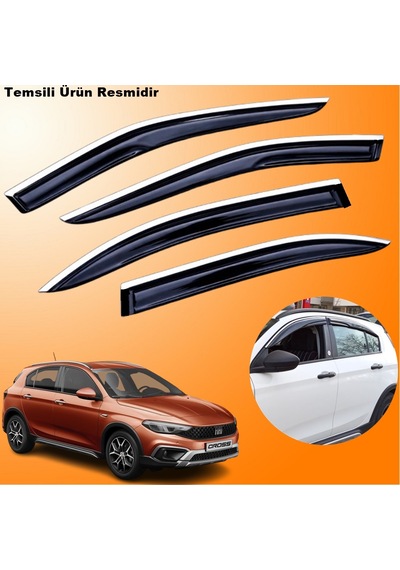 Fiat Egea Cross Mügen Cam Rüzgarlığı Abs Krom Nikelajlı Cam Rüzgarlığı 2020 Sonrası 4 Lü Set