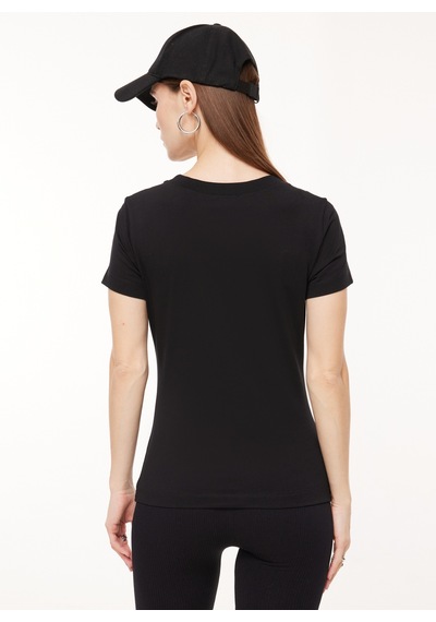 Moschino Jeans Bisiklet Yaka Baskılı Siyah Kadın T-shirt A0707