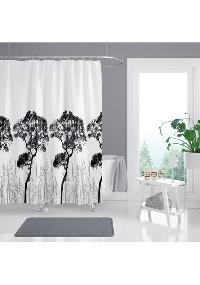 Banyo Duş Perdesi 3391 120x200 Perde Borusu Askı Aparatı 90x130 Hediyeli Çok Renkli