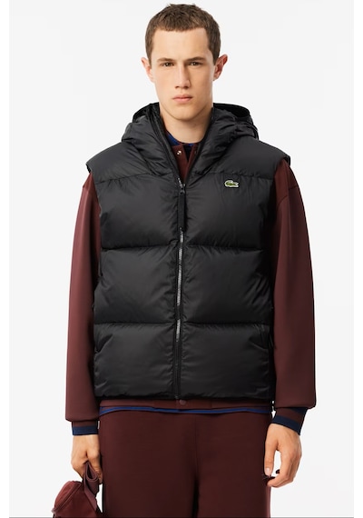 Lacoste Men's Waterrepellent Puffer Vest Kaz Tüyü Dolgu Sabit Kapüşonlu Suitici Yelek Siyah Siyah Lacoste Men's Waterrepellent Puffer Vest Kaz Tüyü Dolgu Sabit Kapüşonlu Suitici Yelek Siyah Siyah