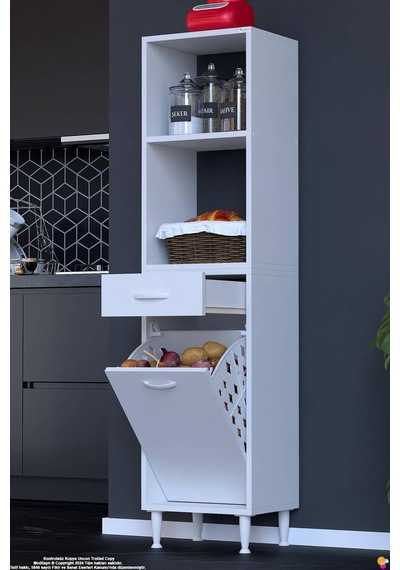 Vela 50 Cm Sepetli Çok Amaçlı Açık 2 Raflı Tek Çekmeceli Mutfak Kiler Banyo Dolabı 50x163x32 Cm Beyaz Vela 50 Cm Sepetli Çok Amaçlı Açık 2 Raflı Tek Çekmeceli Mutfak Kiler Banyo Dolabı 50x163x32 Cm Beyaz