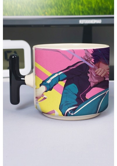 Noragami Anime Baskılı Seramik Lüks Kupa 1 Adet T Şeklinde Özel Siyah Kulp Dalga Kulp V3t Çok Renkli