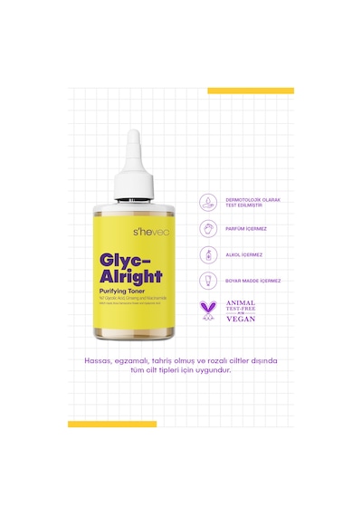 She Vec Glyc Alright Gözenek Sıkılaştırıcı ve Aydınlatıcı Etkili Tonik 200 ML