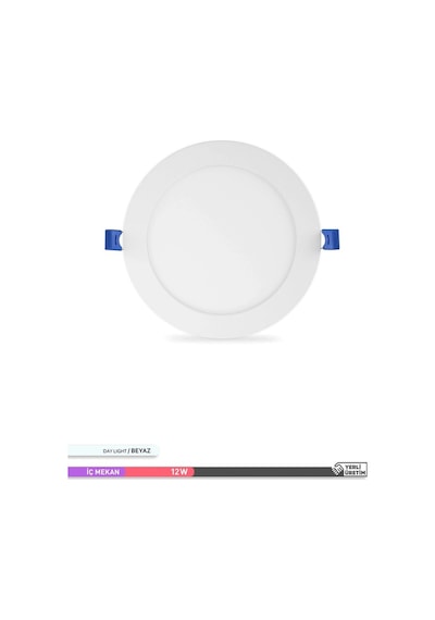 Ack Sıva Altı Yuvarlak Led Panel Armatür Beyaz Gövde 6500k Beyaz Işık 12w