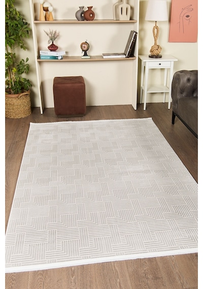 Mariesse Home Mono Kolekiyonu Modern Sık Dokuma Saçaklı Halı - Salon Oturma Odası Halısı Gri