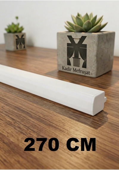 Beyaz Dekoratif Ray Alüminyum 2 Kanallı Dekoratif Metal Perde Kornişi Beyaz270cm - 853503874 Beyaz270cm