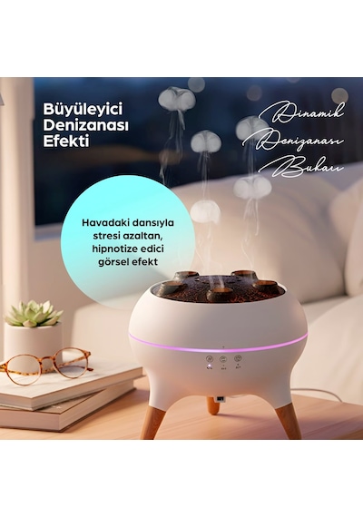 Jellyfish Ultrasonik Hava Nemlendirici Deniz Anası Tasarımlı, Kumandalı, Led Işıklı Ve Se