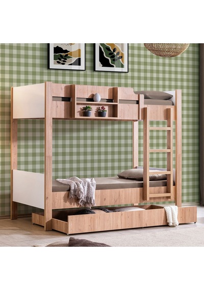 Ranza, Asya Ayrılabilir Yavrulu Ranza, Ceviz - Beyaz + 2 Adet Comfort Yatak 90 X 190 CM Ranza, Asya Ayrılabilir Yavrulu Ranza, Ceviz - Beyaz + 2 Adet Comfort Yatak 90 X 190 CM