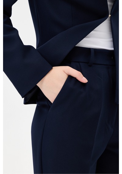 Velnara Moda Lacivert Klasik Kadın Takım Elbise-sıfır Yaka Ceket & Cepli Dar Paça Pantolon Lacivert - 927027358 Lacivert