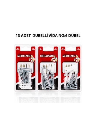 Medalyan Dl-32 Dübelli Vida - 3.5x35 Mm 13 Adet- 12'li Paket