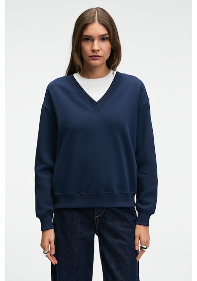 Grimelange ARINEL Kadın V Yaka Regular Fit Lacivert Sweatshirt