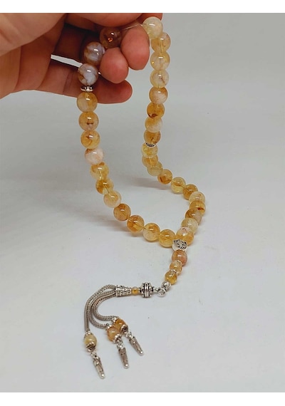 Sitrin Taşı 33lük Tesbih 12mm Çelik İpli 52966 Çok Renkli