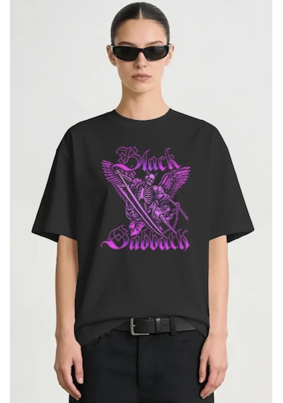 Sevbano Black Sabbath Rock Metal Müzik Grubu Baskılı Unisex Oversize Prem Siyah
