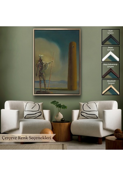 Ahşap Çerçeveli Salvador Dali - Kuledeki Şövalye Tablosu - Le Cavalier A La Tour-7399