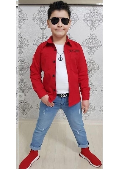 Modavals 4 Parça Gömlekli Erkek Çocuk Takım - Kırmızı 001