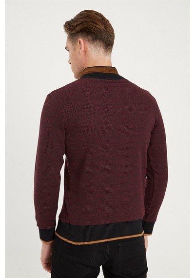 1039 Dewberry Erkek Sweatshırt-siyah-bordo Siyah-bordo