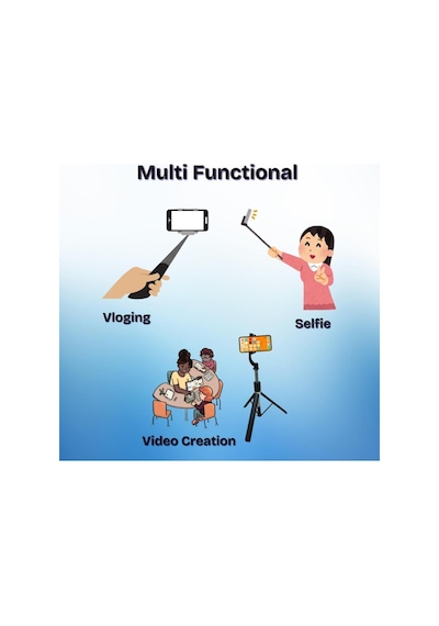 Samsung Galaxy S24 Ultra Uyumlu R1-l Mini Tripod Selfie Stick 3 İn 1