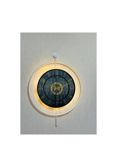Pey Aksesuar Metal Camlı Duvar Saati 50 X 70 Cm Orta Boy Işıklı Gerçek Cam M51-beyaz-füme-siyah-gold M51-beyaz-füme-siyah-gold