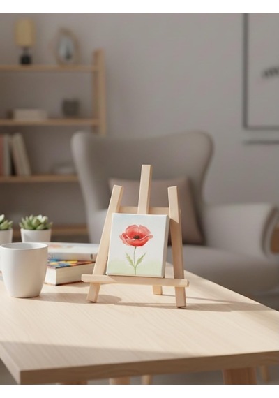 Limon Dekor Gürgen Ahşap Masaüstü Şövale - 37 Cm Sanatçı Tipi Ressam Ve Dekoratif Tablo Sergileme Standı - Resi
