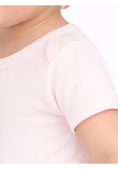 Civil Baby 3 Lü Basıc Kısa Kol 0-36 Ay Çıtçıtlı Badi - Pudra Açık Pudra