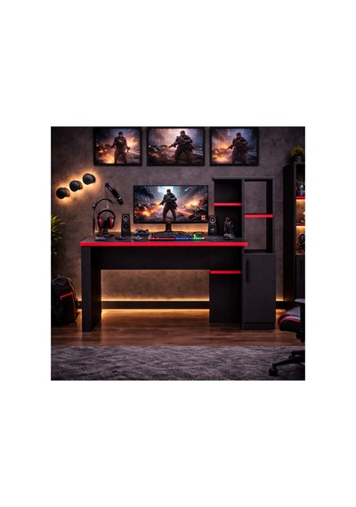 Rexon Oyuncu Masası Gaming Bilgisayar Masası Geniş Çalışma Alanlı Modern Pc Masası Siyah - Kırmızı Rexon Oyuncu Masası Gaming Bilgisayar Masası Geniş Çalışma Alanlı Modern Pc Masası Siyah - Kırmızı