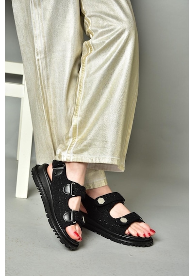 Fox Shoess267122004 Siyah Kumaş Kadın Sandalet Siyah