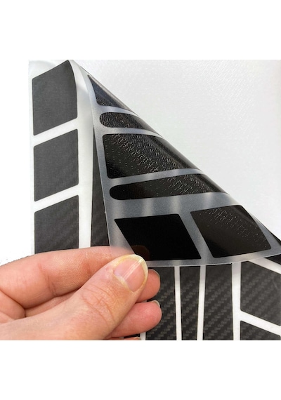 Şerit Tasarımlı Siyah Karbon Fiber Dokulu Motosiklet Kask Sticker Çınar Extreme