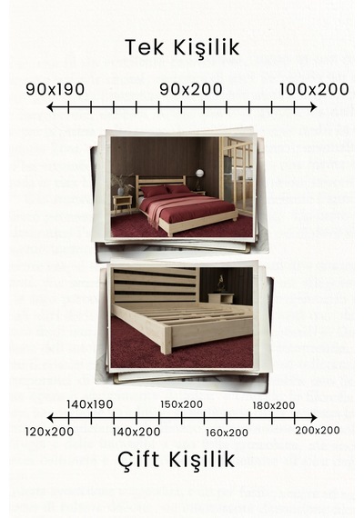Renazzo Urban Masif Ahşap Karyola Natürel 120x200 Natürel - 120 X 200