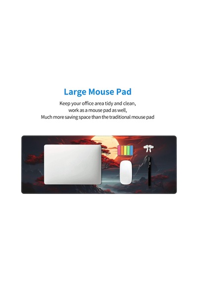 Darkness Red Moon Masa Matı Japon Mouse Pad, Büyük Kiraz Çiçeği Masa Örtüsü, Xl Anime Oyun Klavyesi Mat, Kaymaz
