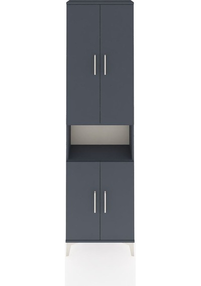 Arges Dolap 3 Raflı 4 Kapaklı Tek Askılı 60x30x221 Antrasit-a... Antrasit