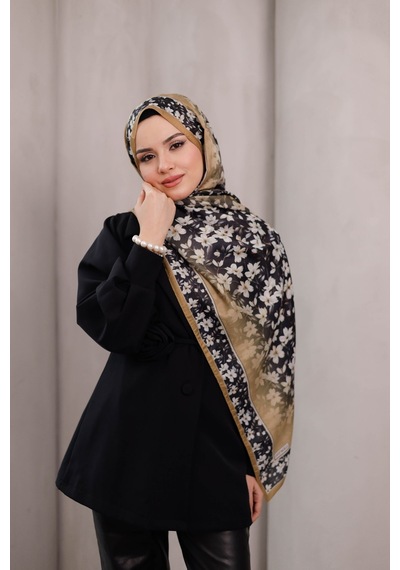 Mimiyum Flora Desen Soft Şal Latte