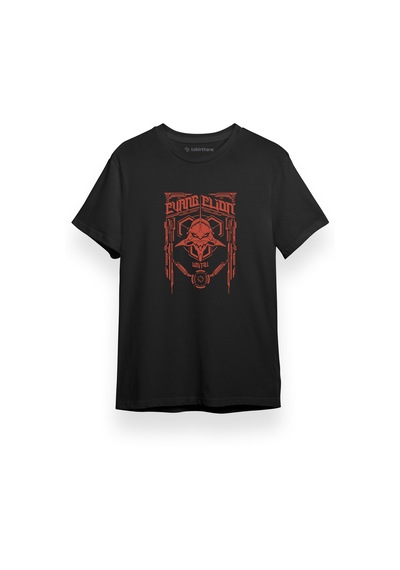 Neon Genesis Evangelion Red Poster Siyah Kısa Kol Erkek Tshirt 001