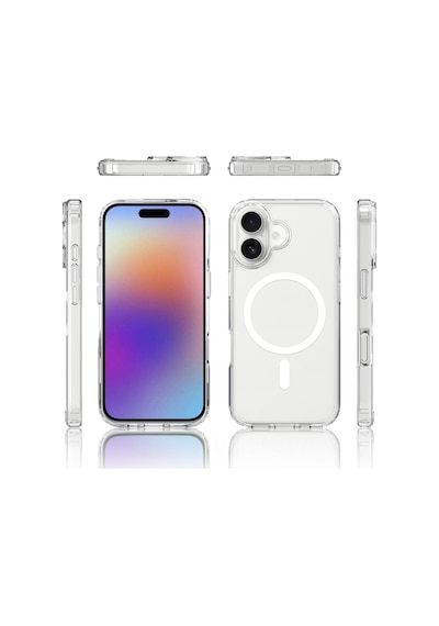 Apple Uyumlu iPhone 17 Kılıf M-safe Şarj Özellikli Şeffaf Sert Pc Zore Embos Kapak Seffaf
