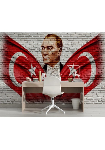 Atatürk Türk Bayrağı 3 Boyutlu Duvar Kağıdı
