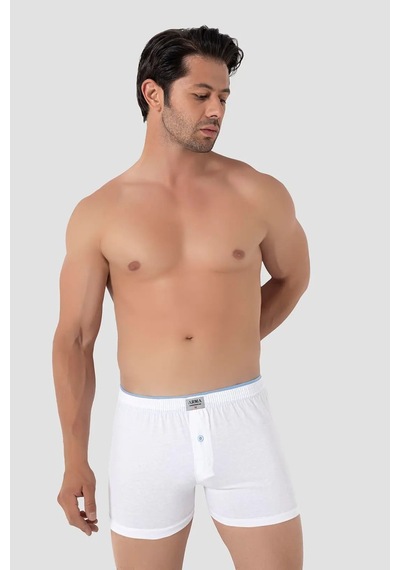 Astrid T Örgü Kumaş Slim Kalıp Günlük Giyim 6'lı Paket Beyaz Erkek Penye Havlu Bel Boxer %100 Pamuk