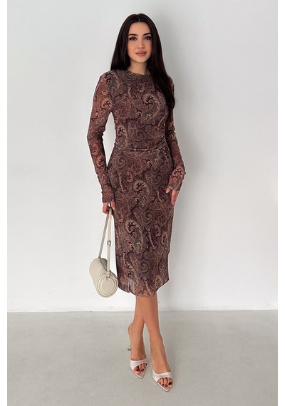 Noa & Noa Kadın Paisley Desenli Midi Elbise Burgundy Veil Kahverengi Noa & Noa Kadın Paisley Desenli Midi Elbise Burgundy Veil Kahverengi