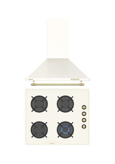 Simfer Retro Bej 2'li Cam Ankastre Set (3326 Ocak + 8716 Davlumbaz)