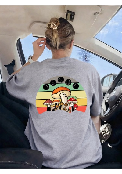 Noıssey Urban Pop Graphic Kadın Tişört Koleksiyonukod 5551 Gri