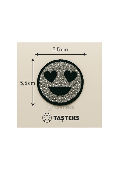 Taşlı Ütülenebilen Veya Sticker Olarak Kullanılabilen Kalpli Smiley Emoji Modeli