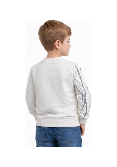 Baglan Erkek Çocuk Önü Arkası Baskılı Sweatshirt Bgl-st05241 Ekru