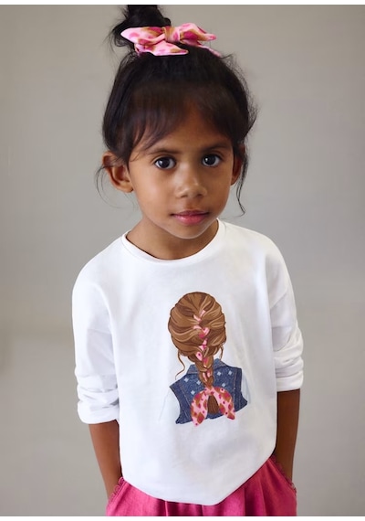 Mayoral Tokalı Uzun Kollu Kız Çocuk T-shirt 3020 Beyaz