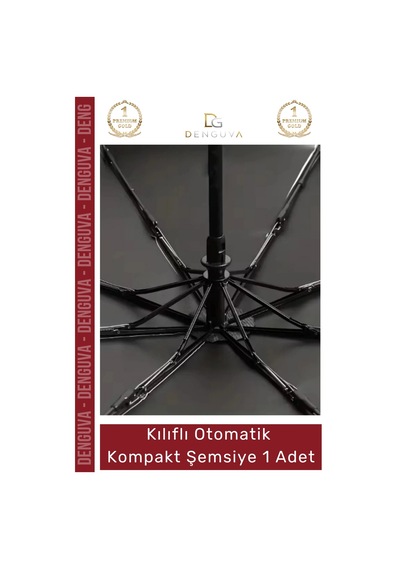 Denguva Şemsiye Kılıflı Otomatik Su Geçirmez Dayanıklı 8 Telli Şık Ergonomik Çanta Boy Kompakt Yağmur Şemsiye Çok Renkli