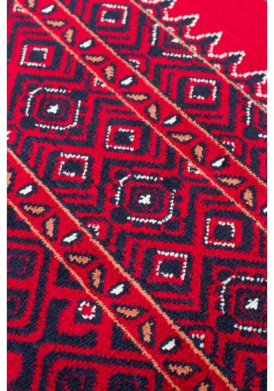 Eko Halı Herat Her 02 Red Afgan Desenli Viskon Sıkı Dokuma Kaymaz Tabanlı İnce Makine Halısı Kırmızı