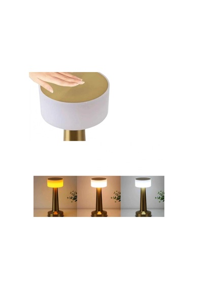 Gold Kare Mantar Led Masa Lambası Şarjlı Dokunmatik 3 Işık Modlu Renkli
